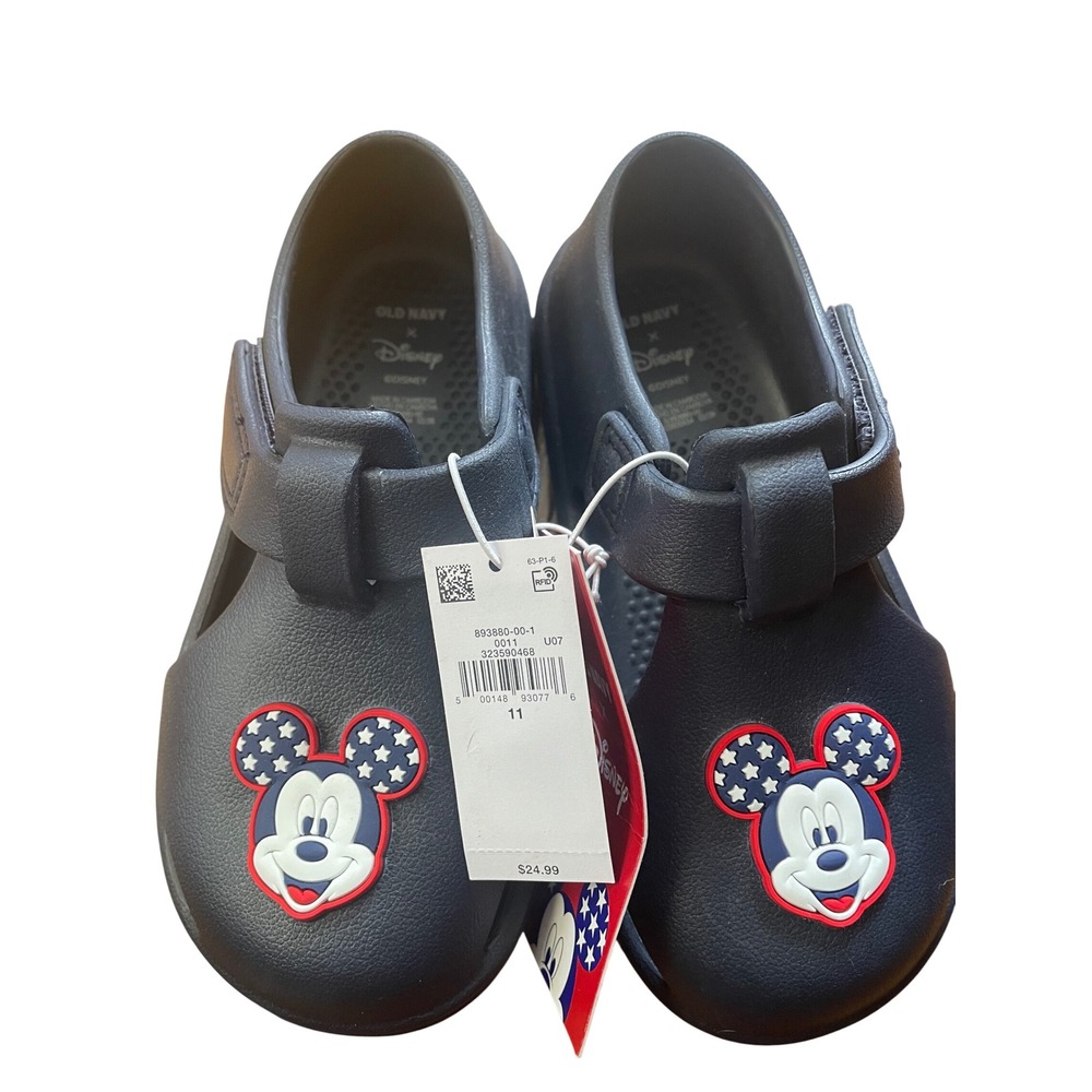 Old Navy Disney Mickey Mouse Navy Blue Clogs Kids 11 Patriotic Stars Stripes